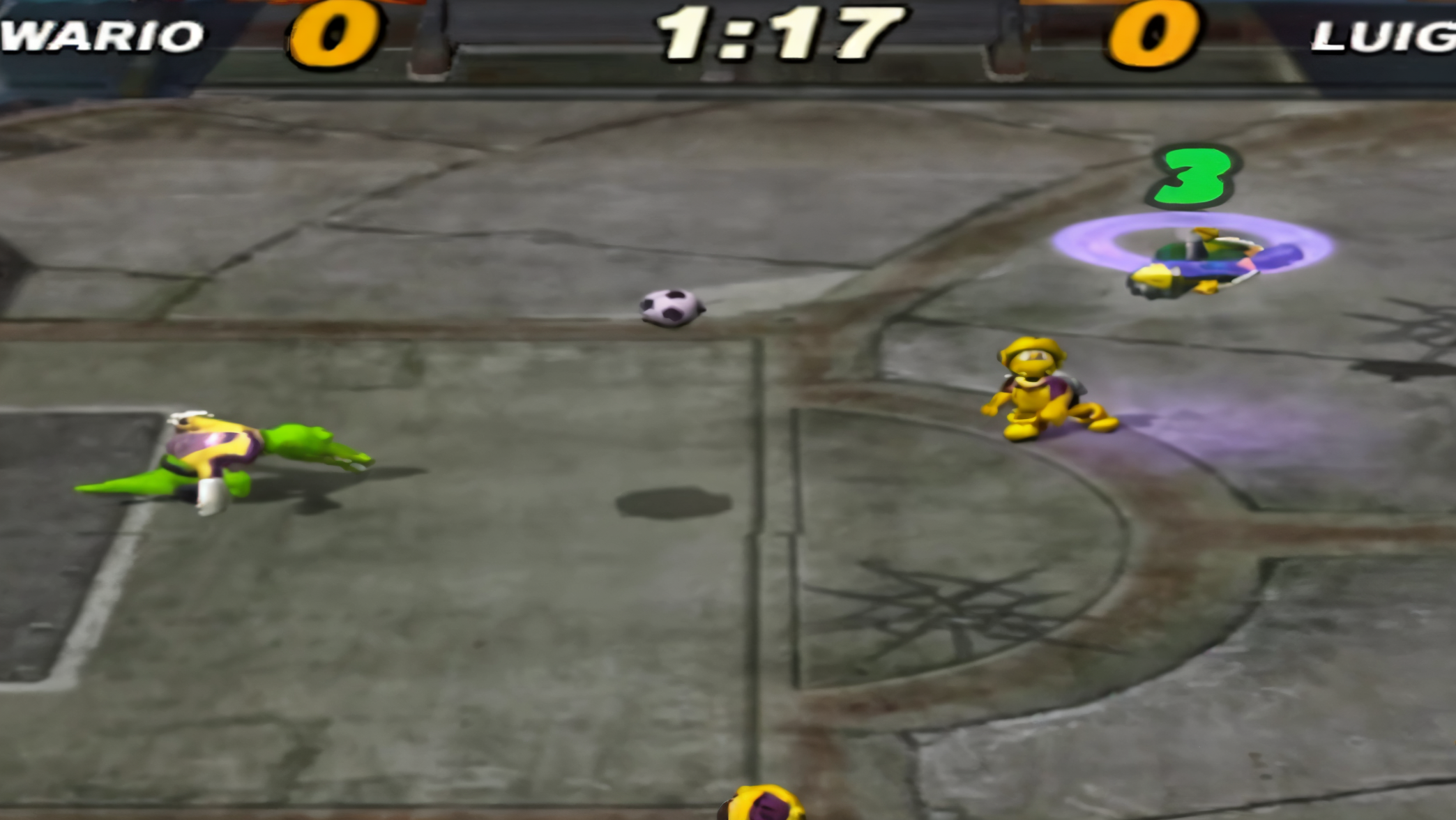 Highlight of Mario Strikers gameplay action